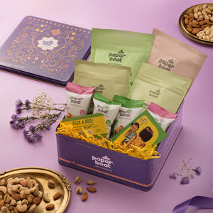 
                  
                    Paper Boat Dry Fruits Gift Box, 720g-Exquisite Ganesh Chaturthi Gift Hamper | Beautiful Reusable Tin Box | Festive Gift for Family | Assorted Mix of Flavoured Nuts & Trail Mix | Cashews, Almonds, Berries Pistachio and Mixed Nuts
                  
                