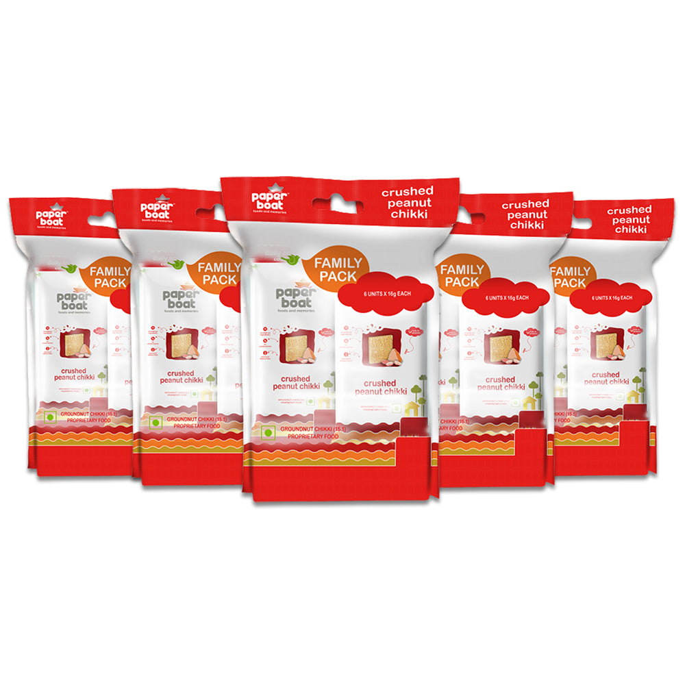 
                  
                    Crushed Peanut Chikki family pack ( 6 Pieces , 16g each ) Pack of 5 Combo
                  
                